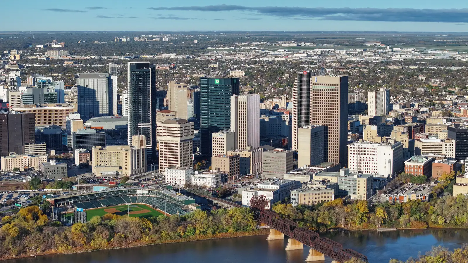 Downtown Winnipeg seen from the air